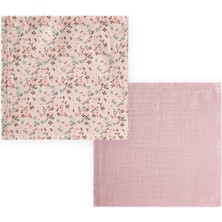 Cigit Ikili Müslin Ağız Bezi 25X25 cm Pudra Çiçek Desenli