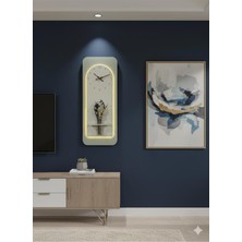 PremiumPort Ahşap Pilli Ledli Isveç Tarzı Salon Duvar Rafı, Modern Çiçeklik 40X100 cm