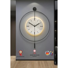 PremiumPort Şık Metal Duvar Saati, Büyük Boy, Pilli Led, Quartz Mekanizma, 50X75CM