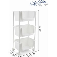 Myplas 3 Katlı Tekerlekli Organizer Raf Modern Portratif Kiler Düzenleyici Sepet,mutfak Rafı,oyuncak Dolabı