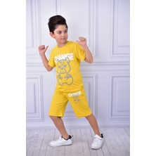 Buufuu Unisex Change Baskılı Çocuk Kısa Kol Yazlık Beli Lastikli Cepli Şort Alt Üst Takım