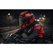 Ls2 Rapıd 2 Cromo Mat Siyah-Kırmızı Fullface Kask+Ls2 Zoom Mont Kırmızı-Siyah