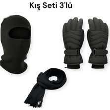 Mustran Profesyonel 3'lü Kış Seti Kar Kayak Eldiveni + Balaklava + Triko atkı (L/XL uyumlu)