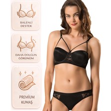 Bipamuk Kadın Ipli Detaylı Destekli Sütyen Külot Takımı Toparlayıcı Iç Giyim 2 Li Set