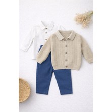 Bambino Triko Hırka Gömlek Pantolon 3’lü Takım