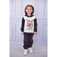 Buufuu Polar Bear Nakışlı Kapşonlu Kışlık Uzun Kol Alt Üst Çocuk Takım