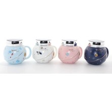 Eco Lounge Ayna Kapaklı Astronot Tasarımlı Porselen Kupa Bardak