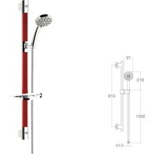 Mistillo Kırmızı Sürgülü Duş Seti 5 Fonksiyonlu