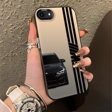 HONTINGA iPhone Se 2022 ile Uyumlu Kılıfı Silikon Kenar Sert Arka Basitlik Anti Düşme Araba Markası Desen Telefon Kılıfı K1-0610