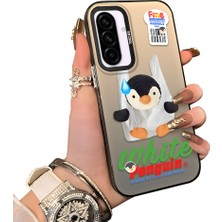 Ucuc Samsung Galaxy A36 Uyumlu Kılıf Akrilik Sert Arka Panel Yan Silikon Darbe Emici Pinguin Desenli Kamera Koruma Kapak