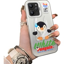 Ucuc Redmi 12 4g Uyumlu Kılıf Akrilik Sert Arka Panel Yan Silikon Darbe Emici Pinguin Desenli Kamera Koruma Kapak