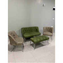 Venqm Yeşil Kareli Çay Seti 2 1 1 Puf