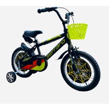 Feyza Design Çocuk Bisikleti 16 Jant Çamurluklu Suluklu Plastik Sepet Siyah-Neon Sarı