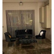 Venqm Nev Elizzan Garden Siyah Metal Ayak Çay Seti Koltuk Berjer