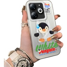 Ucuc Tecno Spark 20 Uyumlu Kılıf Akrilik Sert Arka Panel Yan Silikon Darbe Emici Pinguin Desenli Kamera Koruma Kapak