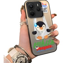 Ucuc Redmi Note 14 4g Uyumlu Kılıf Akrilik Sert Arka Panel Yan Silikon Darbe Emici Pinguin Desenli Kamera Koruma Kapak