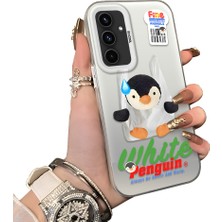 Ucuc Samsung Galaxy A54 Uyumlu Kılıf Akrilik Sert Arka Panel Yan Silikon Darbe Emici Pinguin Desenli Kamera Koruma Kapak