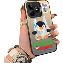 Ucuc Realme C53 Uyumlu Kılıf Akrilik Sert Arka Panel Yan Silikon Darbe Emici Pinguin Desenli Kamera Koruma Kapak