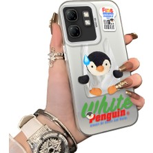 Ucuc Infinix Hot 50I Uyumlu Kılıf Akrilik Sert Arka Panel Yan Silikon Darbe Emici Pinguin Desenli Kamera Koruma Kapak