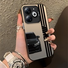 HONTINGA Tecno Spark 20C ile Uyumlu Kılıfı Silikon Kenar Sert Arka Basitlik Anti Düşme Araba Markası Desen Telefon Kılıfı K1-0610