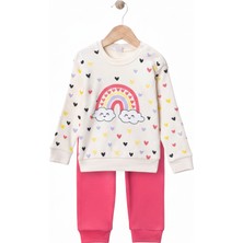 Giddy %100 Pamuk Gökkuşağı Desenli, Uzun Kollu, Kız Bebek 2’li Takım
