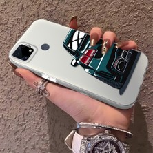 HONTINGA Realme C15 ile Uyumlu Kılıfı Silikon Kenar Sert Arka Basitlik Anti Düşme Arabanın Arka Kısmı Desen Telefon Kılıfı K1-0608