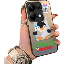 Ucuc Poco M6 Pro 4g Uyumlu Kılıf Akrilik Sert Arka Panel Yan Silikon Darbe Emici Pinguin Desenli Kamera Koruma Kapak