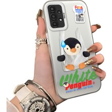 Ucuc Samsung Galaxy A13 4g Uyumlu Kılıf Akrilik Sert Arka Panel Yan Silikon Darbe Emici Pinguin Desenli Kamera Koruma Kapak