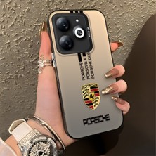 HONTINGA Tecno Spark 20C ile Uyumlu Kılıfı Silikon Kenar Sert Arka Basitlik Anti Düşme Araba Logosu Desen Telefon Kılıfı K1-0607