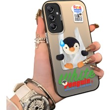 Ucuc Samsung Galaxy M34 5g Uyumlu Kılıf Akrilik Sert Arka Panel Yan Silikon Darbe Emici Pinguin Desenli Kamera Koruma Kapak