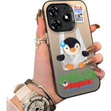Ucuc Tecno Spark 10 Pro Uyumlu Kılıf Akrilik Sert Arka Panel Yan Silikon Darbe Emici Pinguin Desenli Kamera Koruma Kapak