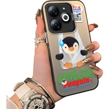 Ucuc Tecno Spark 20C Uyumlu Kılıf Akrilik Sert Arka Panel Yan Silikon Darbe Emici Pinguin Desenli Kamera Koruma Kapak