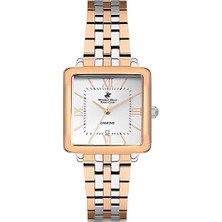 Beverly Hills Polo Club Kadın Kol Saati Rose Gold Çelik Kordon Beyaz Kadran Safir Kaplamalı Cam Kadın Kol Saati