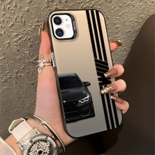 HONTINGA iPhone 12 ile Uyumlu Kılıfı Silikon Kenar Sert Arka Basitlik Anti Düşme Araba Markası Desen Telefon Kılıfı K1-0610