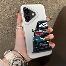 HONTINGA iPhone 16 ile Uyumlu Kılıfı Silikon Kenar Sert Arka Basitlik Anti Düşme Arabanın Arka Kısmı Desen Telefon Kılıfı K1-0608