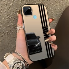 HONTINGA Realme C21Y ile Uyumlu Kılıfı Silikon Kenar Sert Arka Basitlik Anti Düşme Araba Markası Desen Telefon Kılıfı K1-0610