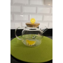 Cam Demlik-Bitkisel ÇAY-1000ML-DETOKS,BASKILI-SIZDIRMAZ Bambu Kapak