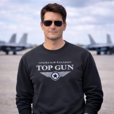 Top Gun Baskılı Sweat Sıyah