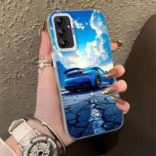 HONTINGA Samsung Galaxy A14 ile Uyumlu Kılıfı Silikon Kenar Sert Arka Basitlik Anti Düşme Klasik Araba Desen Telefon Kılıfı K1-0615