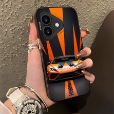 HONTINGA iPhone 16 ile Uyumlu Kılıfı Silikon Kenar Sert Arka Basitlik Anti Düşme Lambo Desen Telefon Kılıfı K1-0613