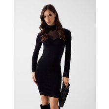 Guess Uzun Kollu Lucy Taş Işlemeli Triko Kadın Siyah Elbise W6RK61Z4842-JBLK
