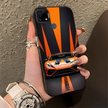 HONTINGA Realme C15 ile Uyumlu Kılıfı Silikon Kenar Sert Arka Basitlik Anti Düşme Lambo Desen Telefon Kılıfı K1-0613