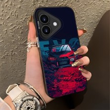 HONTINGA iPhone 16 ile Uyumlu Kılıfı Silikon Kenar Sert Arka Basitlik Anti Düşme Şık Spor Arabası Desen Telefon Kılıfı K1-0614