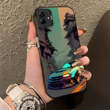 HONTINGA Samsung Galaxy A04E ile Uyumlu Kılıfı Silikon Kenar Sert Arka Basitlik Anti Düşme Klasik Araba Desen Telefon Kılıfı K1-0615