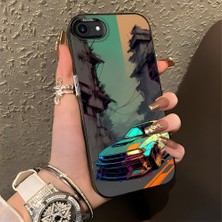 HONTINGA iPhone 7 ile Uyumlu Kılıfı Silikon Kenar Sert Arka Basitlik Anti Düşme Klasik Araba Desen Telefon Kılıfı K1-0615