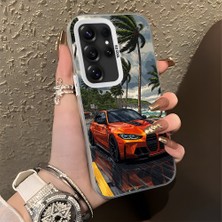 HONTINGA Samsung Galaxy S25 Ultra ile Uyumlu Kılıfı Silikon Kenar Sert Arka Basitlik Anti Düşme Şık Spor Arabası Desen Telefon Kılıfı K1-0614