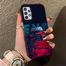 HONTINGA Samsung Galaxy A72 ile Uyumlu Kılıfı Silikon Kenar Sert Arka Basitlik Anti Düşme Şık Spor Arabası Desen Telefon Kılıfı K1-0614