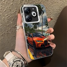 HONTINGA Tecno Spark Go 2024 ile Uyumlu Kılıfı Silikon Kenar Sert Arka Basitlik Anti Düşme Şık Spor Arabası Desen Telefon Kılıfı K1-0614