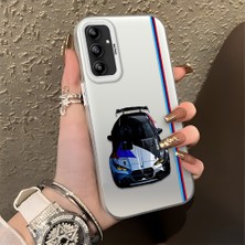 HONTINGA Samsung Galaxy A14 ile Uyumlu Kılıfı Silikon Kenar Sert Arka Basitlik Anti Düşme Bmw Desen Telefon Kılıfı K1-0606