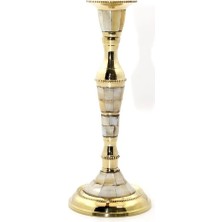 Eco Lounge Tekli Pirinç Sedefli Şamdan Model 1